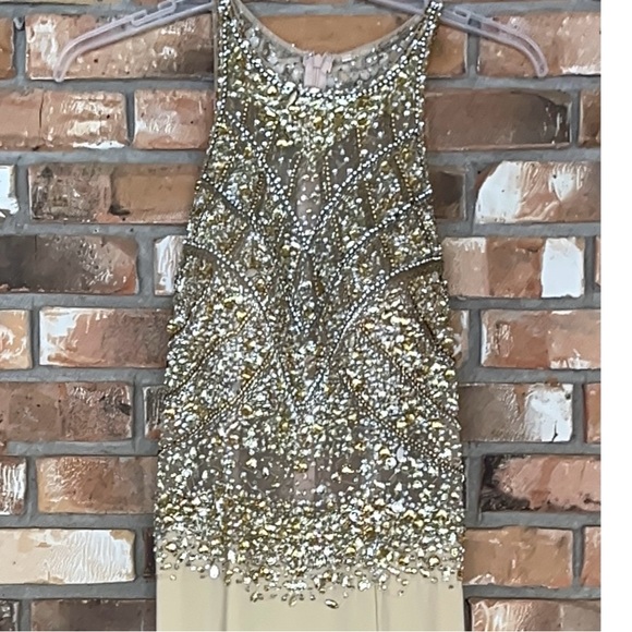Juliet Women's Cream Formal Dress With Embellished Silver & Gold Sequin Large - Picture 14 of 14